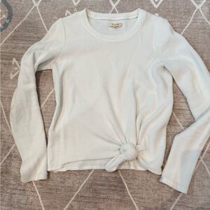 Madewell Cream Knotted Long Sleeve Top